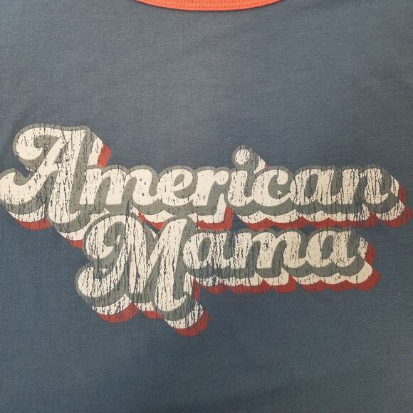 Lularoe Women's American Mama Ringer T-Shirt Blue Red Size 2X - Picture 4 of 5